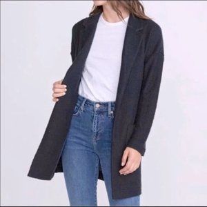 Marine Layer Birdeye Longline Cardigan Knit Blazer Jacket Pockets Navy-Small
